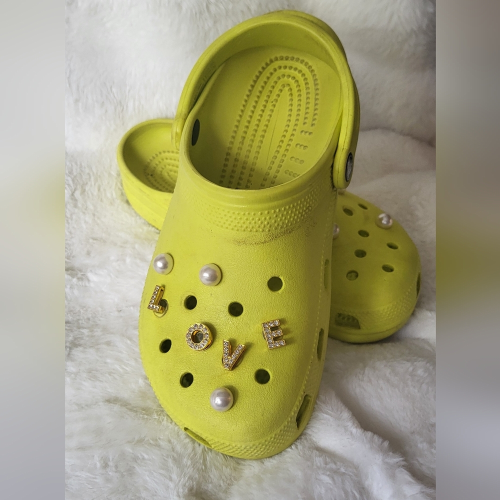 Women's Yellow Mules with Decorative Accents